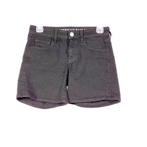 American Eagle Womens Midi Jean Shorts Black Super Stretch AEO Twill